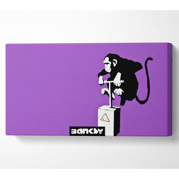 Happy Larry Monkey Detonator Purple Wrapped Canvas Art Prints